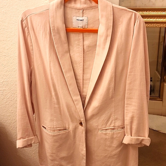 Old Navy Jackets & Blazers - Old Navy, never worn, dust pink, linen, casual blazer.